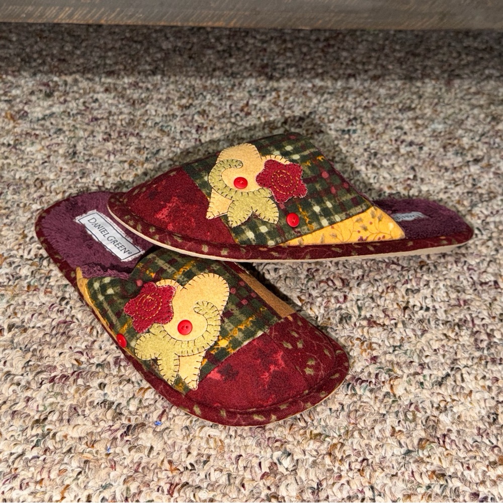 NWT Daniel Green patchwork slippers size 5.5 - 6.5 house shoes Slippers‎